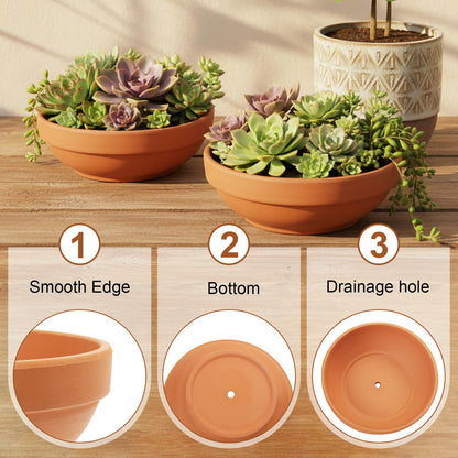 Laerjin Clay Pots for Plants with Drainage Hole, 4 Pack Large Terra Cotta Plant Pot, 7.67 Inch Terracotta Pot Ceramic Pottery Planter Cactus Flower Pots