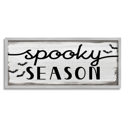 'Spooky Season Sign Black Bats Halloween Phrase'| Framed Giclee Art