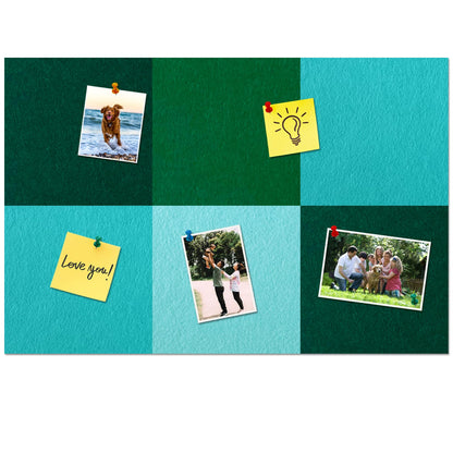 HULAVO Square Felt Cork Bulletin Board Tiles, Self Adhesive DIY Felt Pin Board for Wall 30" x 20" with 35 Pushpins for Office School Home Wall Decor Stickers Memos Photos Display (Gradual Green)
