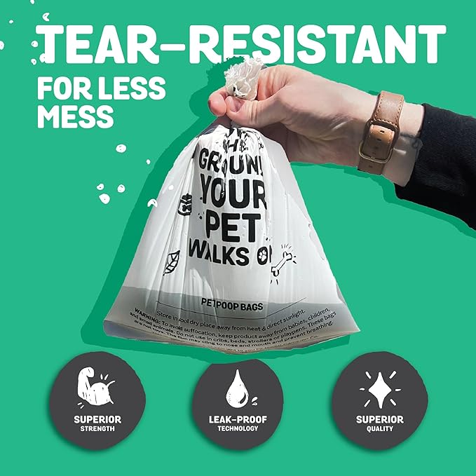 MyEcoWorld® Compostable Pet Poop Bags - Made with Corn and Other Certified Compostable Materials - 60 Bags - 4 Roll - Extra Strong - Leak Proof - Unscented - Easy to Open