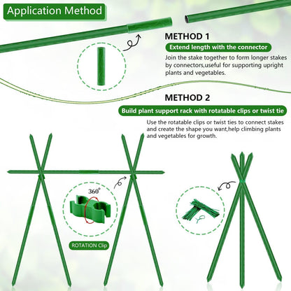 Sturdy Garden Stakes 18 Inch SupKing DIY 3/4/5/6/7ft Tomato Support Stake Green Plastic Coated Metal Tall Plant Stick Poles Plants Trellis for Indoor Outdoor Climbing Cucumber Chili Eggplant-20 Packs