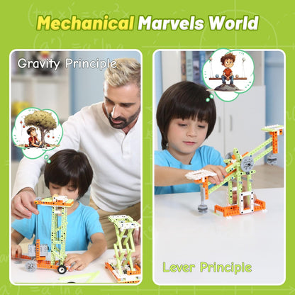 Apitor Robot E STEM Kits - Includes Large Storage Organizer, 14 in 1 Electric Building Toys with Learning Materials, Educational Construction Science Kit for Kids 8-10 10-12 Christmas Birthday Gift