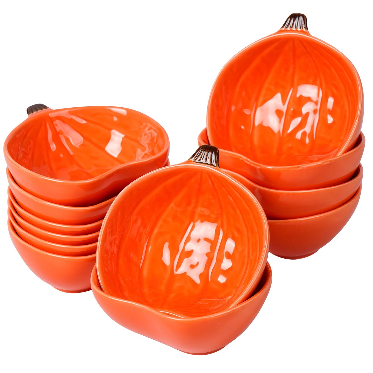 Kolewo4ever 12 Pieces Pumpkin Ramekins Thanksgiving Ramekins Ceramic Bowls Pumpkin Bowl 6 oz Oven Safe Ramekin for Thanksgiving Bowl Dip, Sauce, Condiments,Snack
