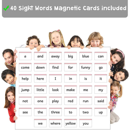 Attractivia Pre-K Sight Words Magnetic Flash Cards(Pre-Kindergarten) - 40 Sturdy Large Dolch Cards for Literacy of Beginning Readers, Homeschool, Teachers and ESL, Preschool