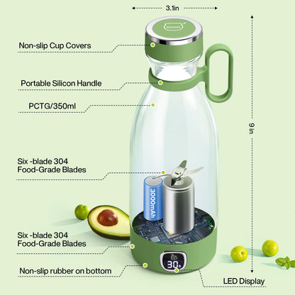 MIAOKE Portable Blender,Fashion Portable Blender for Shakes and Smoothies 11.8 Oz,Magnetic USB Fast Charging Mini Mixer Bottle,Take It for Traveling, Outdoor, Gym, Office, Cars, Gift -PK