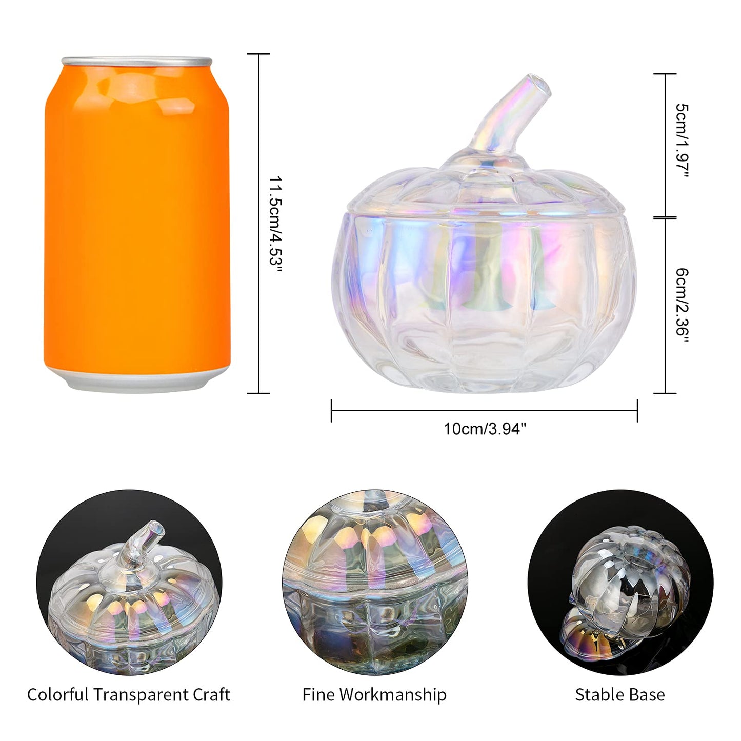 SHOWLOUE Glass Candy Jar with Lid, Food Storage Canister for Wedding Candy Buffet, Pumpkin Jar, Decorative Kitchen Storage for Christmas, Halloween