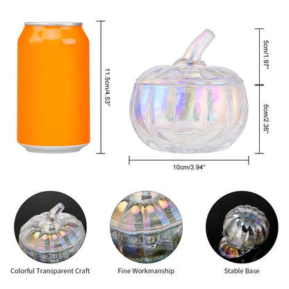 SHOWLOUE Glass Candy Jar with Lid, Food Storage Canister for Wedding Candy Buffet, Pumpkin Jar, Decorative Kitchen Storage for Christmas, Halloween