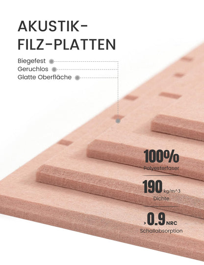 Bumusty Large Cork Board Alternative-36 x 24" Felt Bulletin Board Tiles, with 30 Pushpins, 40 Adhesive Tabs, Bold-Stripe 6-Pack, Cork Boards for Office Push Pin Board Felt Board-Pink