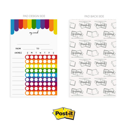 Cheerful Rainbow Weekly Chore Chart / 6" x 10" Sticky Note Fill in Task List/Engaging Week Assignment List