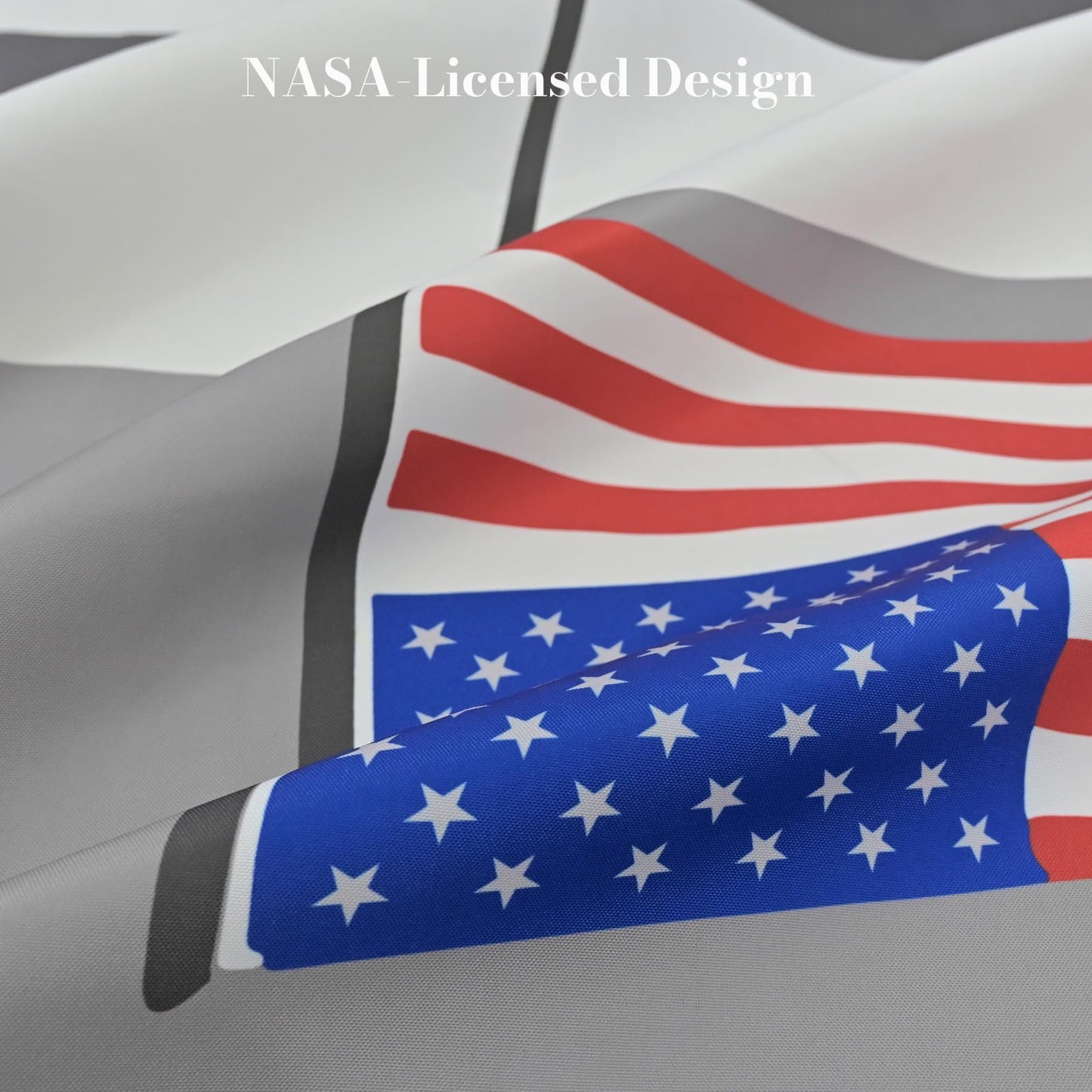 DRIFTED ROOT NASA Licensed Shower Curtain Set, Minimalist Moon Landing Astronaut Design, Space Poster Art, Oxford Cloth, Bathroom Hotel Decor (Silent Tranquility-Gray/White, 72" W x 72" L (Pack of 1))