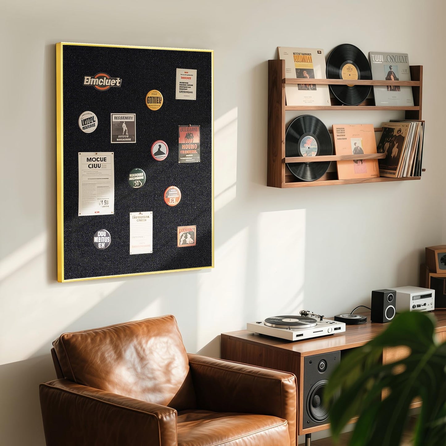 QUEENLINK Linen Bulletin Board 36" x 24", Black Fabric Pin Board with Gold Aluminum Frame, Decorative Vision Board for Home Office, Bedroom & Dorm Wall Decor, Includes 10 Push Pins