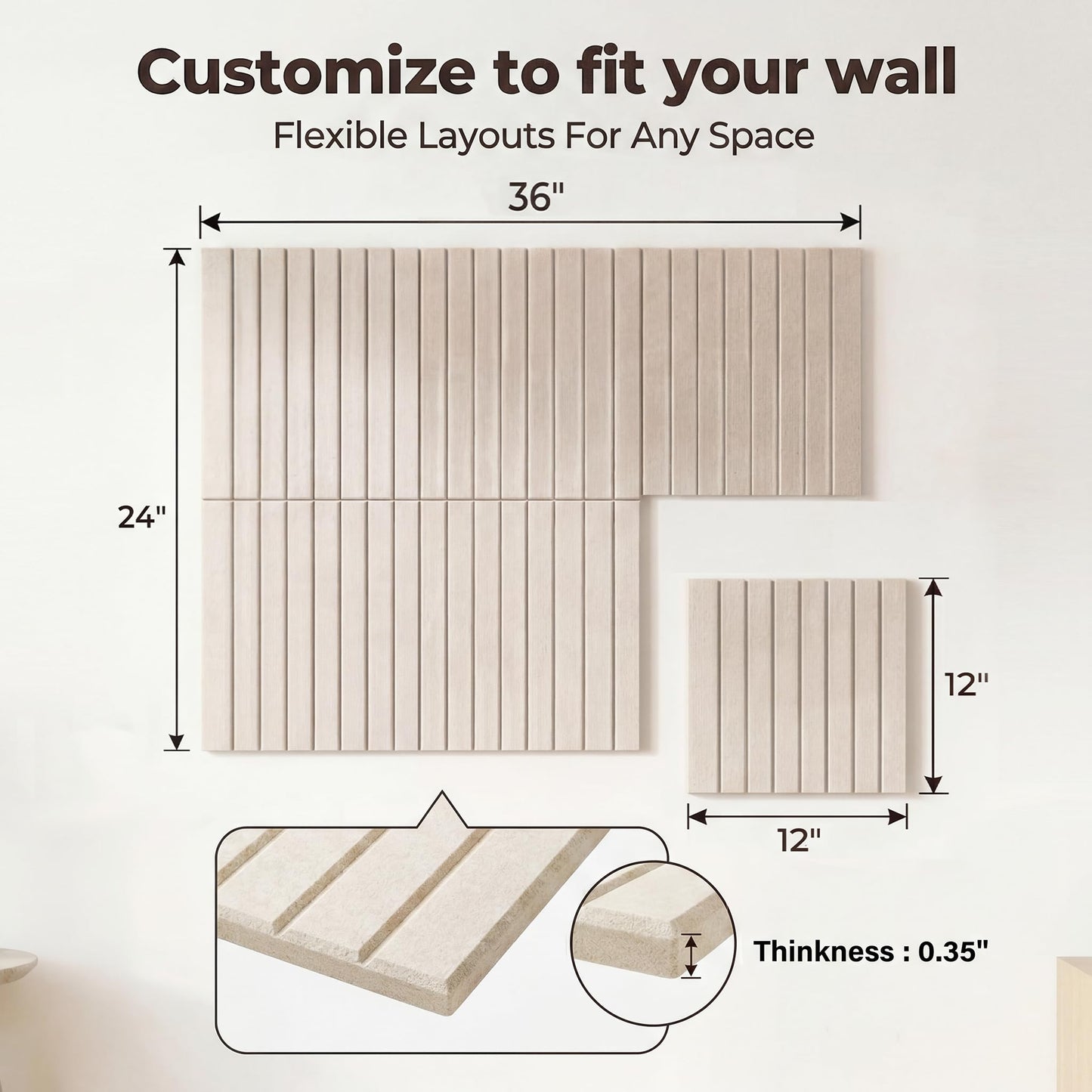 AHEONLAR Felt Bulletin Board 36" x 24", Cork Boards for Walls, 6 Pack Bulletin Board Large Cork Board for Office, Felt Boards with 40 Safe Removable Adhesive Tabs Pin Board for Home(Light Beige)