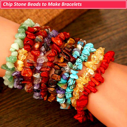 Natural Chip Stone Beads for Jewelry Making, Irregular Gemstone Loose Beads Crushed Chunked Crystal Pieces Rock Beads Hole Drilled for DIY Art Crafts (Citrine)