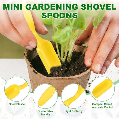 M METERXITY 20-Pack Mini Gardening Shovel Spoons, Plastic Garden Soil Scoops for Cultivation Digging Transplanting/Flower Planting/Plant Succulent, Colorful Small Gardening Tools [Yellow]
