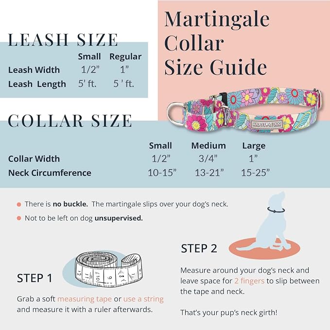 Lucky Love Dog Martingale Dog Collar - Adjustable, No-Slip, Durable, & Soft Webbing Collar for Male and Female Dogs Ideal for Training & Walking - Scotty, Medium