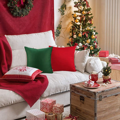 Thmyo 2 Pack Cotton Solid Decorative Square Throw Pillow Covers Christmas DIY Throw Pillowcase Blank Sublimation Pillow Cases Heat Transfer Pillow Covers Cushion Covers(20x20 inch/50x50cm, Red)