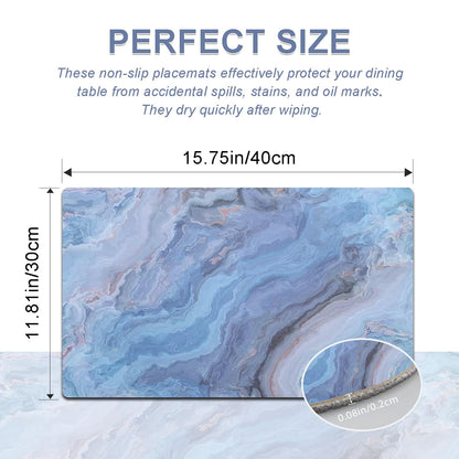 Marble Faux Leather Placemats Set of 4 - Heat Resistant Placemats for Dinner Table, Non-Slip Waterproof Oil-Proof Washable Reusable Placemat for Indoor Outdoor Kitchen Decor, 15.75In*11.81In