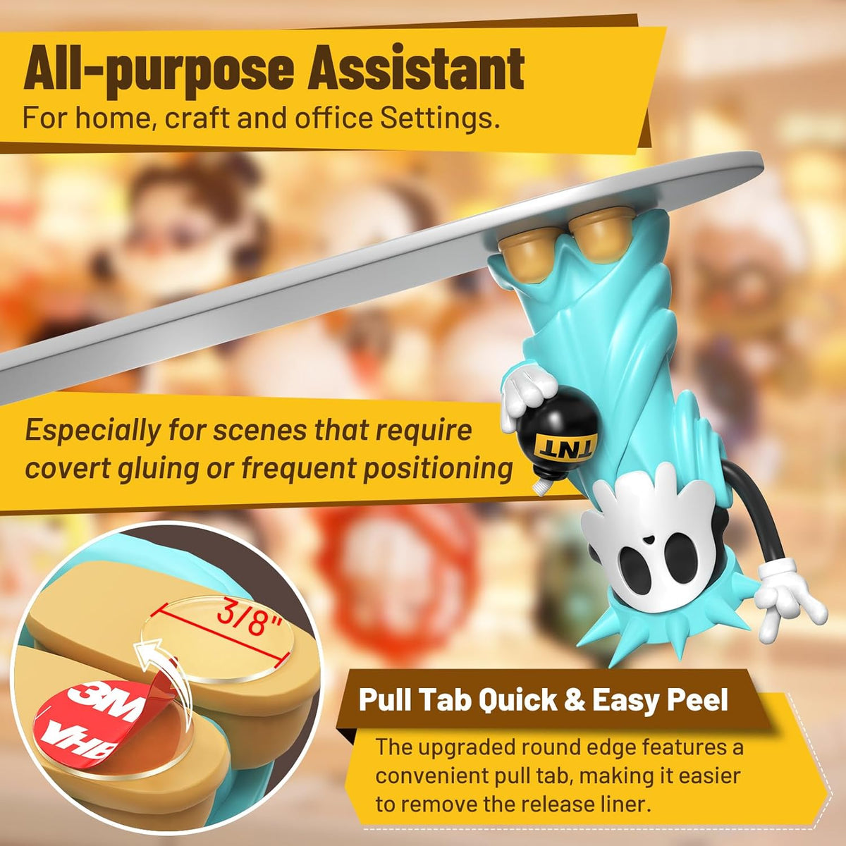 180 Pcs Removable Mounting Putty, Strong Double Sided Glue Adhesive Dots Clear Museum Sticky Tack for Action Figures Wall Hanging No Residue, 3/8"