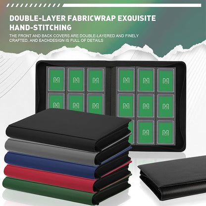 Toploader Binder,Trading Card Binder Storage Hold up 288 Cards 9-Pocket Top Loader Binder with Sleeves for 3"x4" Rigid Toploaders Hard Cases (9Deep Green)