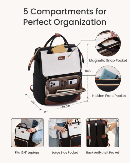 LOVEVOOK Laptop Backpack for Women with Giant Tumbler Holder Pocket, 15.6 inch Travel Work Bag Purse for Nurse Teacher, Waterproof Casual Daypack Bookbag for College Business
