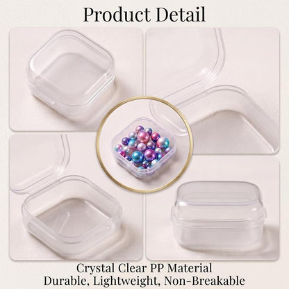 Jetec 6 Pieces Mini Plastic Clear Beads Storage Containers Box for Collecting Small Items, Beads, Jewelry, Business Cards, Game Pieces, Crafts (1.4 x 1.4 x 0.7 Inch)
