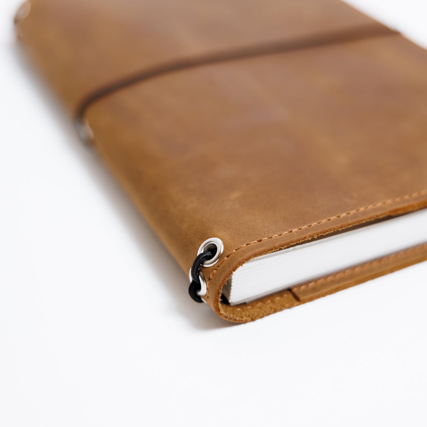 OMBUO Leather Travelers Notebook A5 – Full Grain Handmade Notebook Cover with Card Slots, Pen Loop & Elastic Bands – Refillable Planner for Work, Study & Travel (Notebook Not Included), Caramel Brown