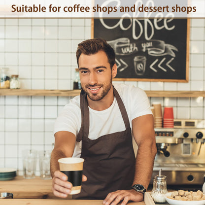 Thenshop 100 Pcs Black Coffee Sleeves Disposable Coffee Cup Sleeves Corrugated Kraft Paper Cardboard Protective Hot and Cold Insulator, Fits 12, 16, 20, 22, 24 oz Drink Beverage Cups