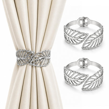 Curtain Tiebacks 2 Pack Curtain Ties Elegant Leaf Curtain Tie Backs Premium Alloy Spring Curtain Clips No Drilling Curtain Ties for Modern French Luxury Nordic Minimalist Home Decor Curtain Holdbacks