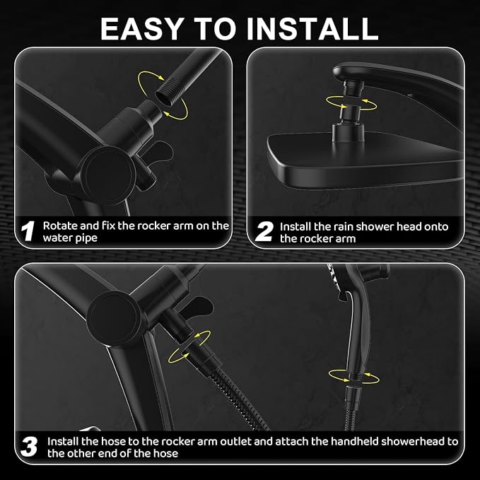 Rain Shower Head with filtered Handheld High Pressure rainfall Shower Heads with Handheld Spray Combo Adjustable one-piece stand daul shower head Built-in Magnetic Docking and Power Jets-matter black