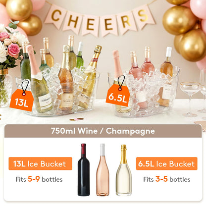 Lifewit 13L Ice Bucket for Parties, Large Beverage Tub with Scoop, Drink Cooler for Dirty Soda Bar, Portable Champagne/Wine/Beer/Juice Table Chiller for Outdoor Bar & Mimosa Bar Supplies