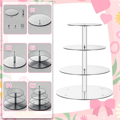 4 Tier Acrylic Cupcake Stand, Cupcake Tower Stand Clear Dessert Tower