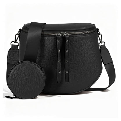 MOETYANG Crossbody Bags for Women Large Vegan Leather Bum Bag with Coin Purse (Black)