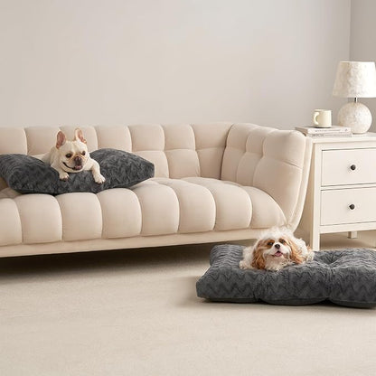 EHEYCIGA Washable Small Dog Bed for Crate 23x18 Inch, Kennel Pad for Puppy Up to 25 lbs, Plush and Comfy Pet Sleeping Mat, Charcoal