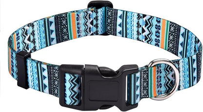 MarukoPet Dog Collar, Adjustable for Small Medium Large Dogs Puppy, Cute Design with Bohemia Floral Tribal Geometric Patterns Boys Girls Dog Collar(Green Bohemia-XS)