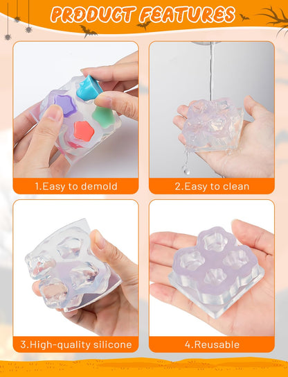 Mini Cute Ghost Figurines Silicone Mold, 4 Pcs Micro Dollhouse Epoxy Casting Mold with Realistic Shapes for DIY Resin Art Fairy Garden Miniatures Landscape Crafts Decor(M)
