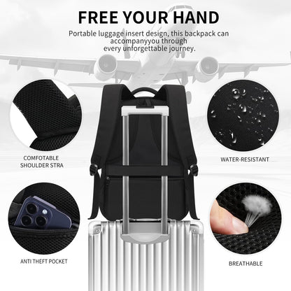 LIECDRO Black Backpack for Men, School Backpack for Boys Teens,15.6 inch Laptop Back Pack with Reinforced Straps, Backpacks for School Business Work College Travel, College Book Bag, Bookbag