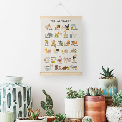 Nrleey Animal Alphabet Toddler Room Wall Art Poster Hanger, Animal Nursery Decor, ABCs Educational Posters Wall Decor for Kids Room Nursery Playroom Classroom Home, 12x16 Inch