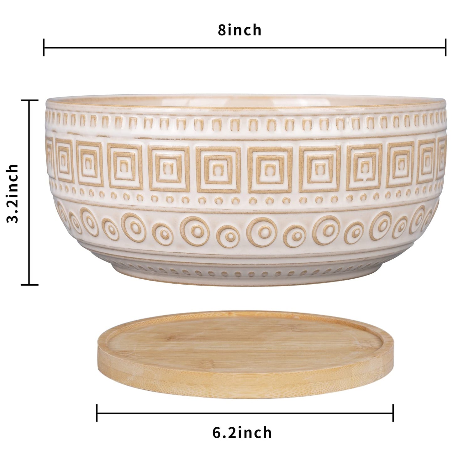 G EPGardening 8 Inch Ceramic Succulent Planter Pots Round Shallow Bonsai Planter Pot for Indoor Plants with Drainage and Plant Saucer