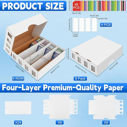 8 Pack Trading Card Storage Box 25000+ Count Cards Storage Box with 48 Card Divider White Sports Card Boxes Bulk Card Cases Cardboard Card Collection Trading Card Boxes for Basketball MTG TCG Cards