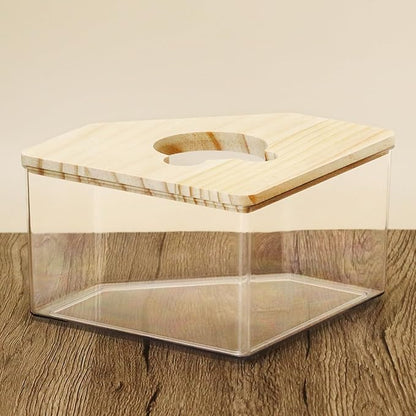 QWORK Animal Sand-Bath Box, Acrylic Sand Bath Shower Room & Digging Sand Container for Hamsters Mice