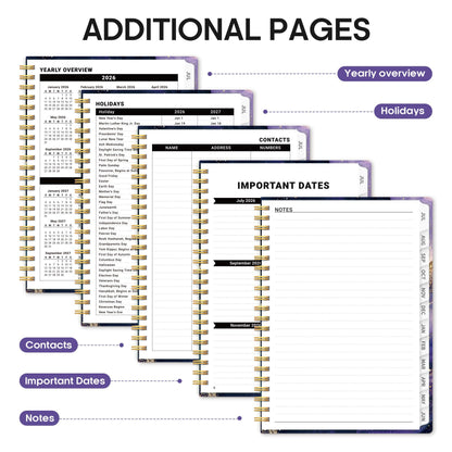 Planner 2026-2027, Academic Year Weekly and Monthly Calender Planner, from Jul 2026 - Jun 2027, Spiral Bound School Planning Book, Perfect for Teacher, Student, Women & Men, A4 (8.5" x 11"), Cosmic Amethyst