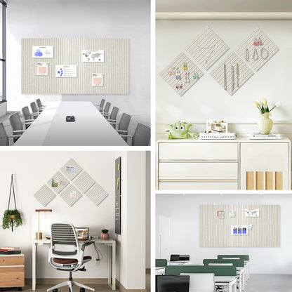 Large Cork Board for Office, 8 Pack Felt Wall Tiles with Slat Wall Paneling and Safe Removable Adhesive Tabs, Felt Bulletin Board Pin Board Cork Boards for Walls - Oatmeal