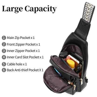 SENDEFN Sling Bag Crossbody Bags for Women Cross Body Purse Leather Fanny Pack Chest Bag for Travel