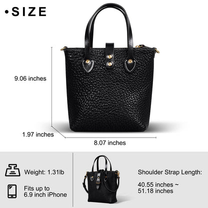 une diffe Genuine Leather Cross Body Bag, Full Grain Buffalo Leather, Handmade Bucket Bag with Adjustable Strap and Zipper, Vintahe Handbag for Women