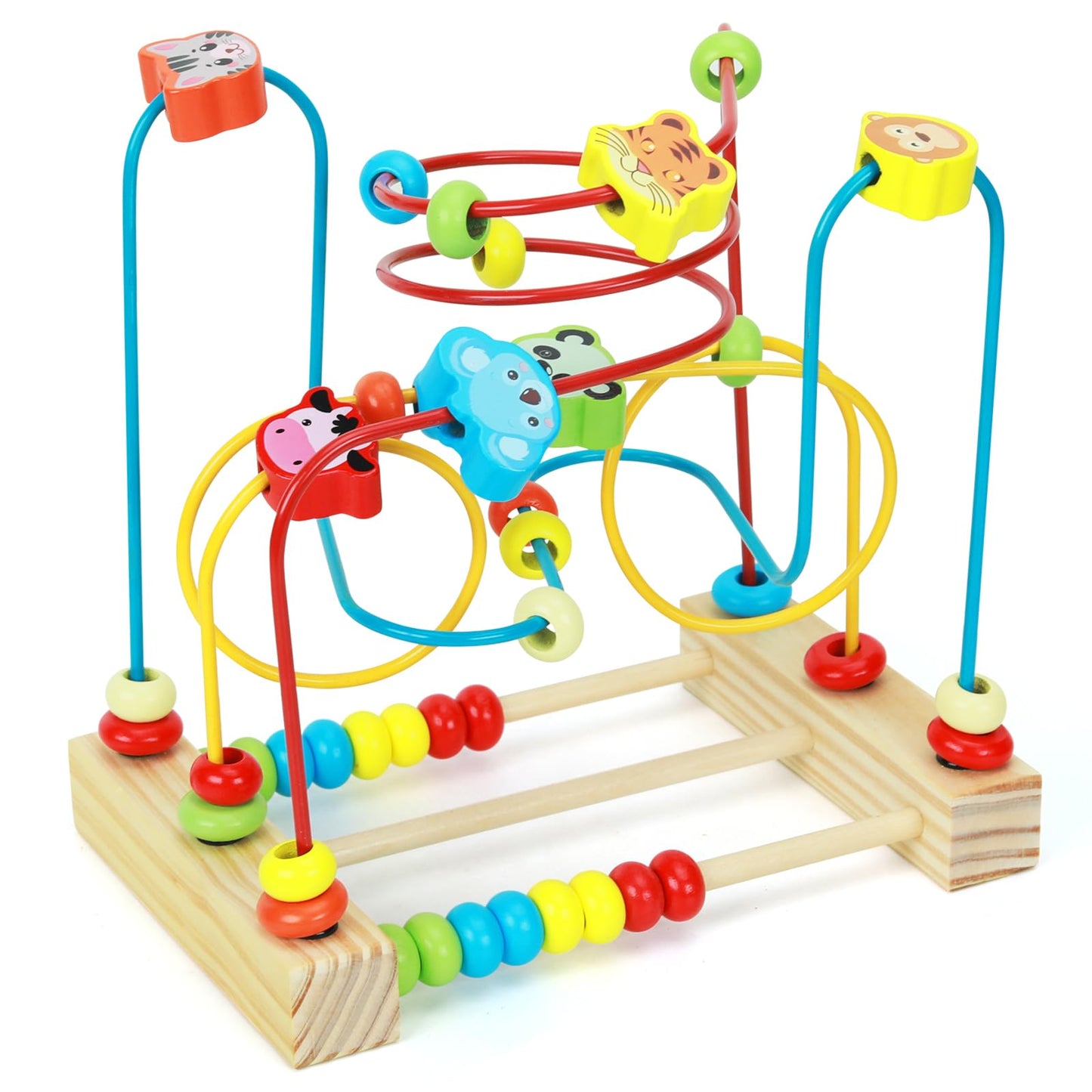 QZMTOY Bead Maze Toy for Toddlers Wooden Bead Toys Colorful Roller Coaster Preschool Educational Toys for Kids Classic Birthdday Gift for Toddlers Baby Infant Boys Girls…
