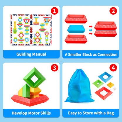Hieoby Montessori Toys for Toddlers Boys Girls Preschool Learning Activities 30Pcs Building Blocks Stacking Educational Toys STEM Toddler Manipulatives Birthday Gifts Toddler Toys for 3 4 Year Old