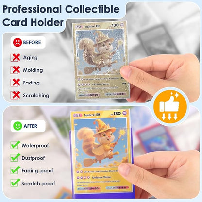 Kitoyz 500 Pcs Card Sleeves for Trading Card, Matte Card Sleeves Deck Card Protectors Compatible with Baseball Cards, Sports Cards, Game Cards (Blue)