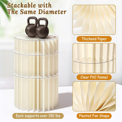5Pack Buffet Risers Display Stands Foldable Food Risers for Buffet Table Tall Cake Cupcake Stands Cardboard Cylinder Stand Dessert Table Display Set for Catering Jewelry Wedding Party Decor (White)