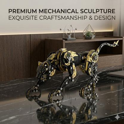 3D Metal Puzzle for Adults, 506Pcs Steampunk Mechanical Leopard Model Kits to Build, DIY Creative Art Desktop Ornament for Home Office Decor (BlackGold)