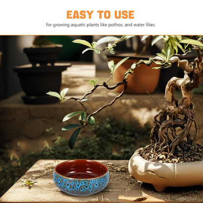 Gogogmee Ceramic Lotus Bowl Planter No Drainage Hydroponic Water Lily Pot for Indoor Aquatic Plants Succulents and Decorative Home Garden